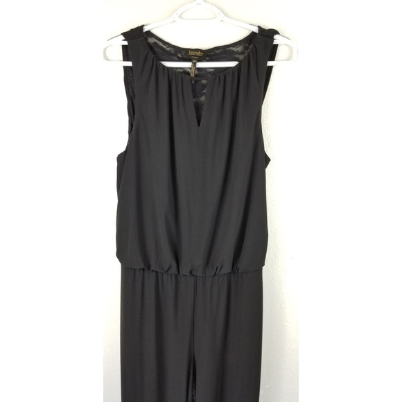 Laundry by Shelli Segal Lace Back Womens Black Business Vacation Jumpsuit 10 - Picture 4 of 6